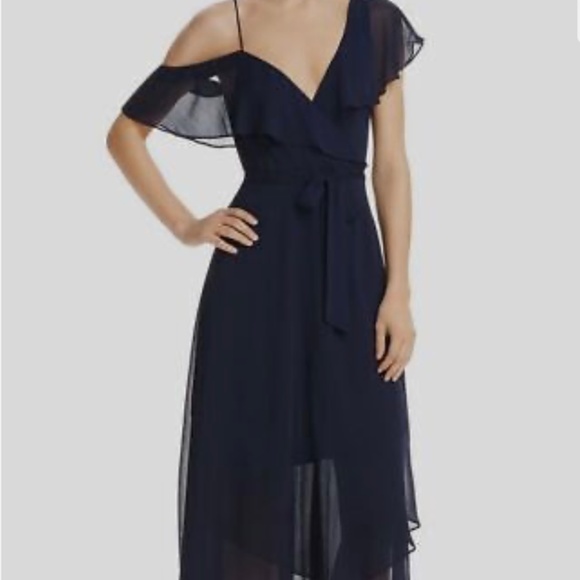 Fluttery V-Neck Chiffon Wrap Dress - Picture 1 of 2